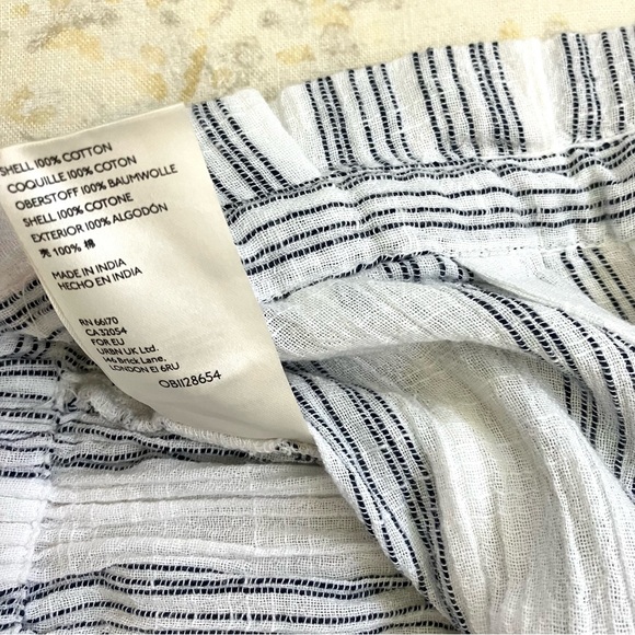 Free People Medium Semi Sweet Cropped Pants White Black Striped Paperbag Cotton - Picture 7 of 8